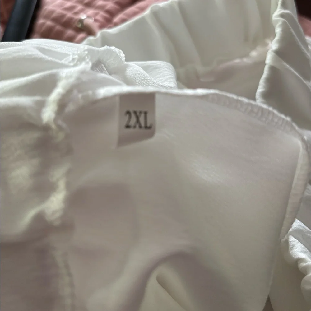 Flowy White linen like pants women’s  2XL - Picture 2 of 3